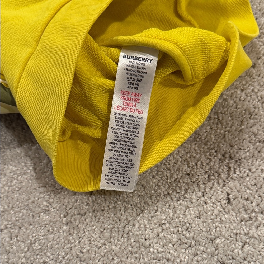 Burberry Yellow Kids Hoodie with Plaid Accents, size 8 - Picture 8 of 11
